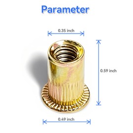 TottoKool Rivet Nuts, 70 Pcs, 1/4-20 UNC, Flat Head, Zinc-Plated Carbon Steel, Knurled Body, 1/4-20 Rivet Nut, Rivnut, Rivnuts
