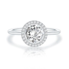 PAVOI Crystal 14K White Gold Plated Birthstone Rings | White Gold Rings for Women | Diamond Ring