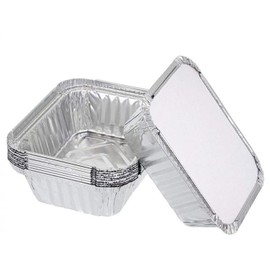 Ayn Al Madina Aluminum Foil Food Storage Containers with Lids Pack of 50 - No1 (122 x 100 x 33mm), Mini Loaf Pans, Oven Trays - Food Container for Meal Prep, Takeaway, Roasting, and Airfryer Cooking