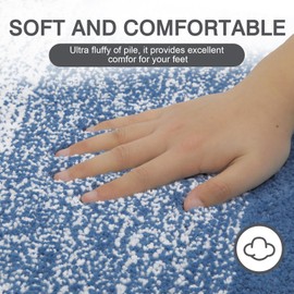 Enyhom Microfiber Extra Soft Bathroom Mat Blue Non Slip Washble Bath Rug Fluffy Water Absorbent Bathroom Floor Rug, 50 x 80 cm