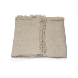 LinenMe Natural Linen Throw with Fringes Rustico, 135 x 200 cm