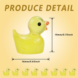 Exbrith Mini Resin Ducks, Pack of 100, Ducks Mini Animal Figures for Aquarium, Miniature Garden, Dollhouse, Craft, Pot Decorations for DIY, Yellow