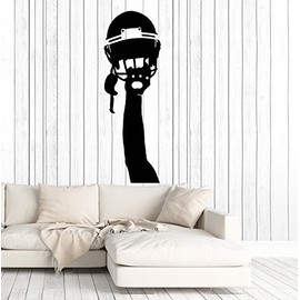 Vinyl Wall Decal Football Helmet Hand Player Teen Room Art Stickers Large Decor (ig4892) Black
