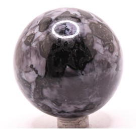 2.1" 245g Indigo Gabbro Carved Sphere Polished Natural Mystic Merlinite Gemstone Crystal Mineral Collectible Ball - Madagascar + Stand