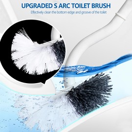 Toilet Brush, 2 Pack Toilet Brush and Holder Set with Durable Curved Bristles Toilet Scrubber, Toilet Bowl Brush with Extra Long Handle,Toilet Cleaner with Caddy for Bathroom Dead Corner Deep Cleaning