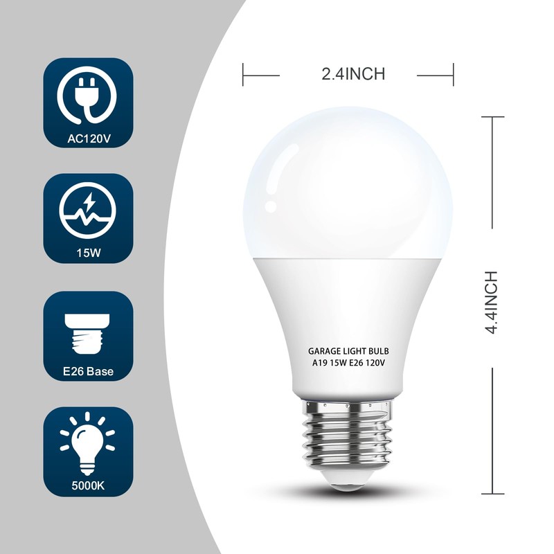 LOXYEE Garage Door Opener LED Light Bulb 2 Pack，15W Equivalent