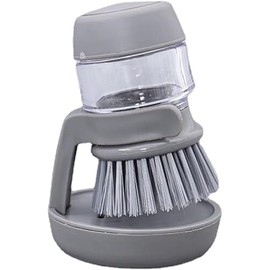 Soap Dispensing Palm Brush, Kitchen Brush for Dish Pot Pan Sink Cleaning, Kitchen Scrub Brushes Scrubber with Holder for Dish Sink Pot Pan Washing and Cleaning
