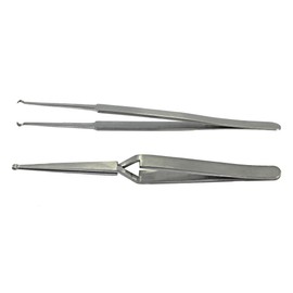 JUNLIXN Lock Pinning Cross Locking Tweezers & Straight Round Open Slot Stainless Steel for Locksmith Pinning & Rekeying Kit Self Locking Closing Locksmith Tools Lock Pin Tumbler Tweezers(2PCS)