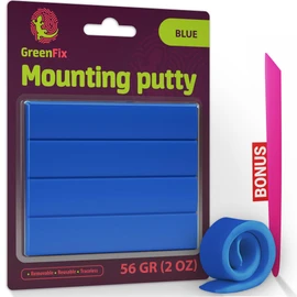 GreenFix Adhesive Mounting Putty 2oz - Blue Sticky Putty for Wall Hanging - Tacky Putty Removable Non Marking - Poster Tack Wall Adhesive for Picture Hanging Crafting Collectibles