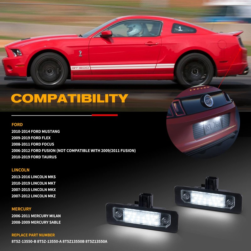 Gempro LED License Plate Lights Rear Tag Lamps for 2010-2014