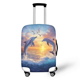 BIGCARJOB Dolphin Luggage Cover for Travel Suitcase Protector Decor Carry On Stretch Luggage Sleeve Cover Baggage Pad Fit 18-21 Inch