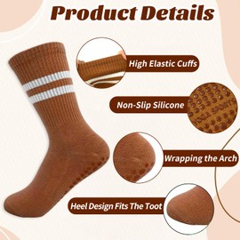 REEKNOKOL 2 Pairs Yoga Socks with Grips, Non Slip Pilates Socks Long Grip Socks for Women Girls Home Gym Sports Workout Fitness (Green+Orange)