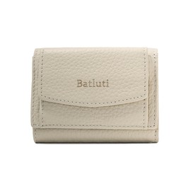 BATLUTI Women's Mini Wallet, Trifold Wallet, Leather, Coin Pocket, Lightweight, Card Case, Compact, Multiple Storage, Skimming Prevention, Multi-functional, Foldable, Simple, Popular, white (off-white