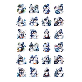 Winter Christmas Penguin Design #2 Nail Art Decals - Waterslide Nail Decals (Child 0.2" inches)