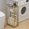 Toilet Paper Holder with Storage Shelf - Freestanding Roll Dispenser