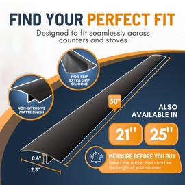 Linda’s Essentials Silicone Stove Gap Covers (2 Pack), Heat Resistant Oven Gap Filler Seals Spaces Between Stovetop and Counter, Easy to Clean Stove Side Guard (30 Inches, Black)