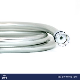Duro Shower Hose, Light Silver Plastic Shower Hose, Flexible and Robust Hose, Equipped with Universal Connections, with a Length Between 1.50 m