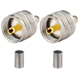 tunghey 2Pack PL259 Crimp Connector PL-259 Plug Male Connector pl259 pl-259 UHF Male Solder Connector for LMR-400 RG-213 CB Ha-m Radio Antenna