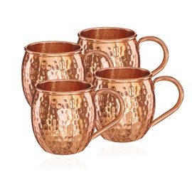 NKlaus 4 x Copper Cups Pure Copper 100% Ayuverda Oval Moscow Mule 500 ml 11261