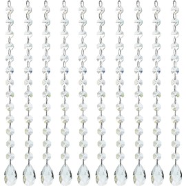 1ft 10pcs Teardrop Crystals Garland,Crystal Teardrop Chandelier Replacement,Hanging Glass Suncatcher for Window,Wedding Decor