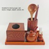 Wooden Spice Container, Salt Box with Lid, Spoon, Vintage Spice