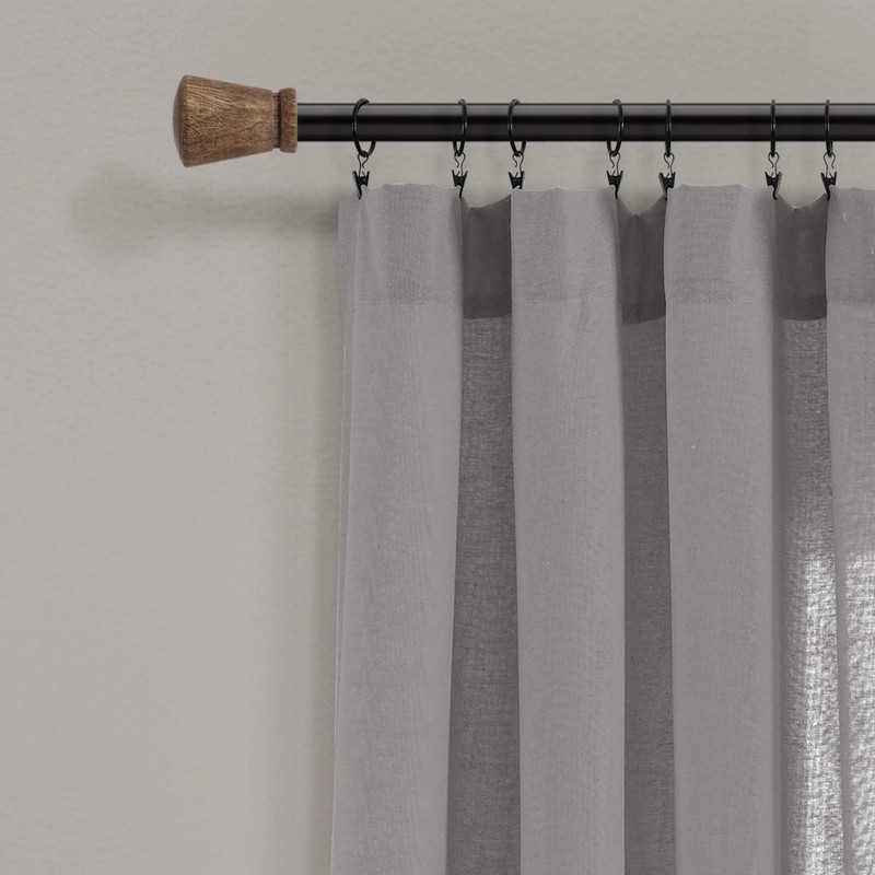 Lush Decor Linen Button Window Curtain Single Panel, 40"W x