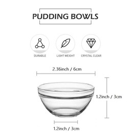 DABH4ND Small Glass Bowls for Cooking Prep, Clear Glass Bowls Perfect for Pre-measuring Spices for Cooking and Baking, Side Sauce Prep, Set of 12 (1.5 Fl Oz)
