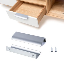 SPDYCESS Pack of 10 Cabinet Handles, Hidden Furniture Handles, Aluminium Alloy Cabinet Pull Handles, Wardrobe Kitchen Drawer Knobs with Screws, Silver (96 mm)