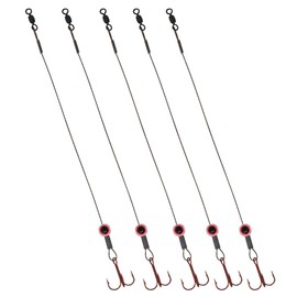 Tooth Shield Tackle Fish Eye Ice Fishing Tip Up Leader Rig (90 lb) Ice Fishing Sucker Walleye Pike Musky Predator Rig (5 Pack) (Camo/Red Fish Eye) (VMC # 4)