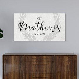 Custom Family Last Name - Monogram Letters Wall Decor & Family Wall Decor - Kitchen, Bedroom & Living Room Fireplace Decor, Christmas Decorations, Ready to Hang (Family Name Monogram - Canvas Background)