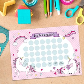 Paper Dragon Reward Board Set for Children as Tear Off Pad 10 Sheets Motivational Concept as Educational Aid with Great Stickers for Boys and Girls