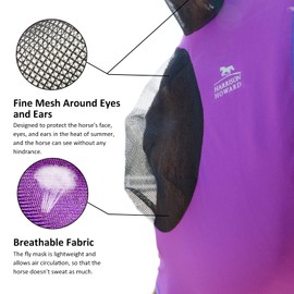 Harrison Howard Super Comfort Stretchy Fly Mask Large Eye Space with UV Protection Soft on Skin with Breathability Fly Mask -Amethyst Full (Large)
