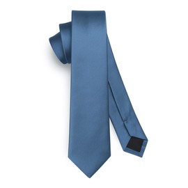 HISDERN Men's Tie Slim Plain Silk Ties for Men Classic Formal Elegant Tie Wedding Party Business Tie 6 cm, Blue 1