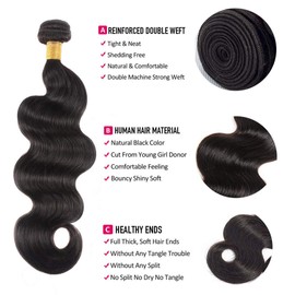Bele 12A Brazilian Hair Body Wave 3 Bundles 14 16 18 Inch Body Wave Bundles 100% Unprocessed Human Hair Natural Color