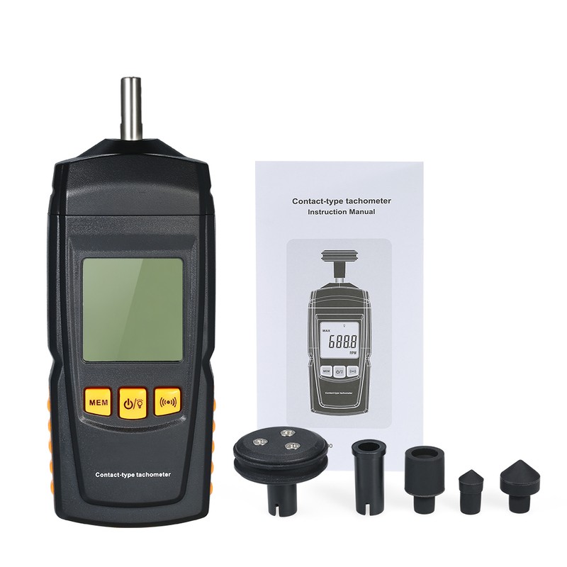 Digital Tachometer Handheld Contact Motor Tachometer LCD Speedometer Tach RPM