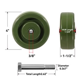 LONGRUNFORU 4" High Temperature Wheel 700 LBS Capacity Oven Caster Replacement-3/8" Bore Heat Resistant up to 525°F Epoxy Resin Thermoset Wheel with Ball Bearing（4 Pack）