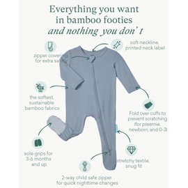 PurComfy Baby Zipper Footie Pajamas, Supersoft Bamboo Rayon Baby Footed Pjs Boy Girl 0-3-6-9-18-24 Month Coverall Sleepers