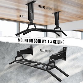 Yes4All Heavy Duty Wall Mounted Pull Up Bar – Multi-Grip Pull Up Bar Ceiling Mount / Ceiling Mount Pullup bar / Chin Up Bar for Home Gym Workout