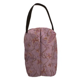 100 North Thrive Ethical Fashion Purple and Gold Butterfly Motif, Polyester Handcrafted 8 x 5 x 2.5 inch Lined Zippered Toiletry Travel Bag with Handle Strap