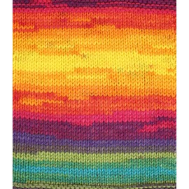 Wollbiene Batik Wool with Colour Gradient, Multicoloured Knitting Wool, Crochet Wool, 100 g (5910 Rainbow)