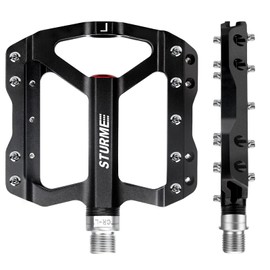 STURME Bike Pedals, with 3 Sealed Bearings CNC Aluminium 9/16“ Non Slip Anti Dust MTB Pedals for Mountain Bike/Road Bike/E-Bike/Trekking/BMX/DMR/City Bicycle Pedals. (Black)