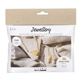 Creativ Company Jewellery Set - Real Crystal Honey Calcite Necklace and Earrings - Amber