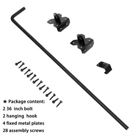Heavy Duty 36 inch Cane Bolt Drop Rod Gate Drop Pin Steel Material -2 Pack mainly for Double Open Door