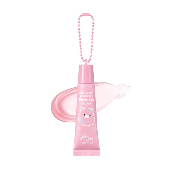 TONYMOLY x Squishmallows Patty Keychain Lip Gloss, Strawberry Shortcake Gloss,