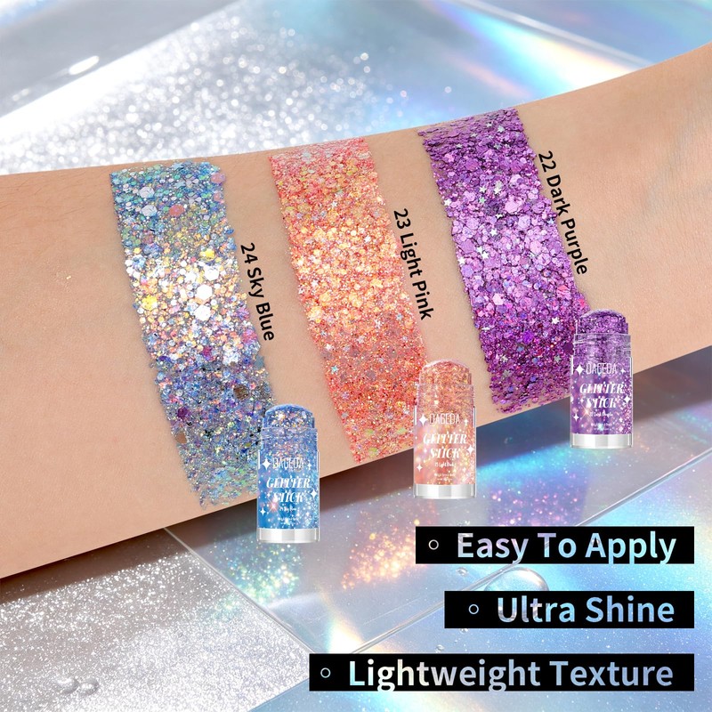 Dark Purple Body Glitter Stick,Sparkly Hair Face Glitter Makeup