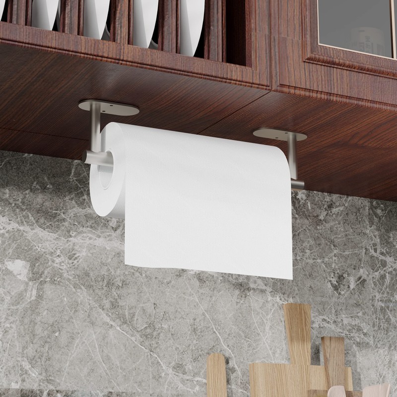 RUACQ Paper Towel Holder Under Cabinet, Wall Mounted or Adhesive