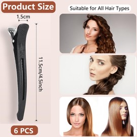 Pack of 6 Section Clips, Hairdresser Clips, Women's Hair Clips, Hair Clips, Hairdressing Supplies, Curler Clips, No-Trace Section Clips, Salon Hair Clips, Black