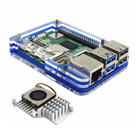 WEIYIXING Raspberry Pi 5 Case, 5 Layers Acrylic Case for Raspberry Pi 5 4GB/8GB (Blue Case with Active Cooler)