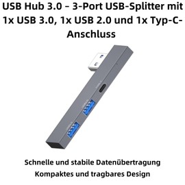 H80S USB Hub 3.0, 3 Port USB Splitter with 1 x USB 3.0 A, 1 x USB 2.0, 1 x Type C Female 3 in 1 Splitter for Laptop Computer USB Flash Drives Fast Data Transfer