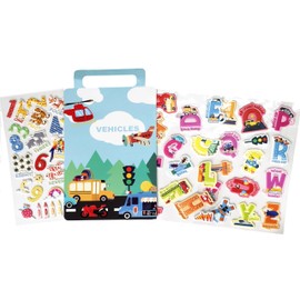 WALPLUS Foam Clings Removable Reusable Puffy Stickers for Kids Toddlers Classroom Nursery Window Display Car Bottles Transportation Alphabet A to Z Kids and Animal Educational Decal 0 to 9, 45 Pieces